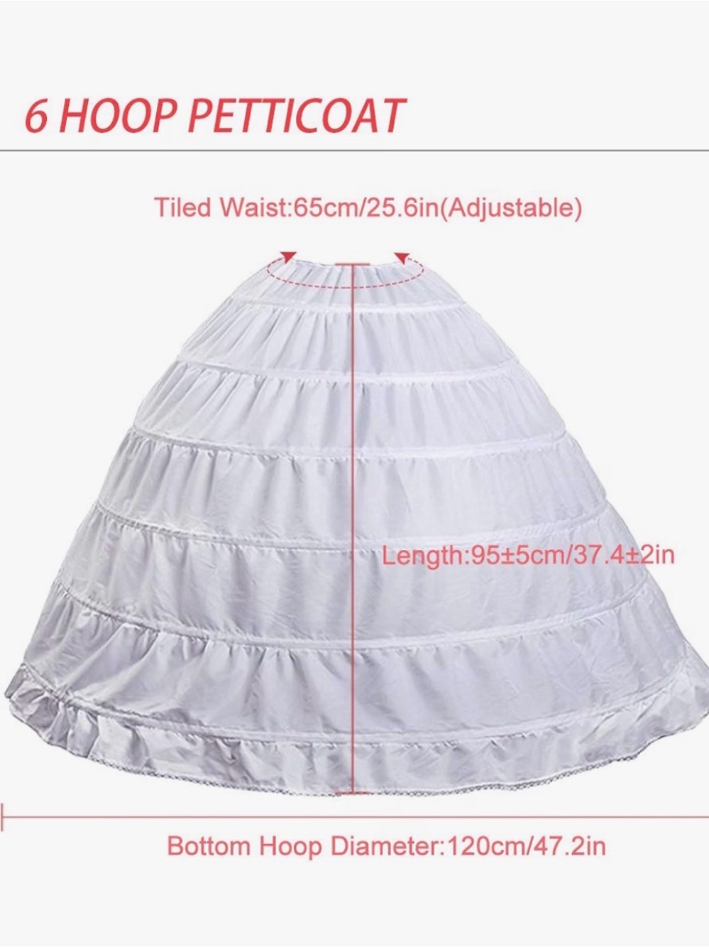 6-Hoop Petticoat Skirt Crinoline Underskirt